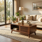 35" Mid-Century Lift-Top Coffee Table with Sliding Door Storage