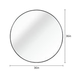 36" Round Wall Mirror with Black Aluminum Frame