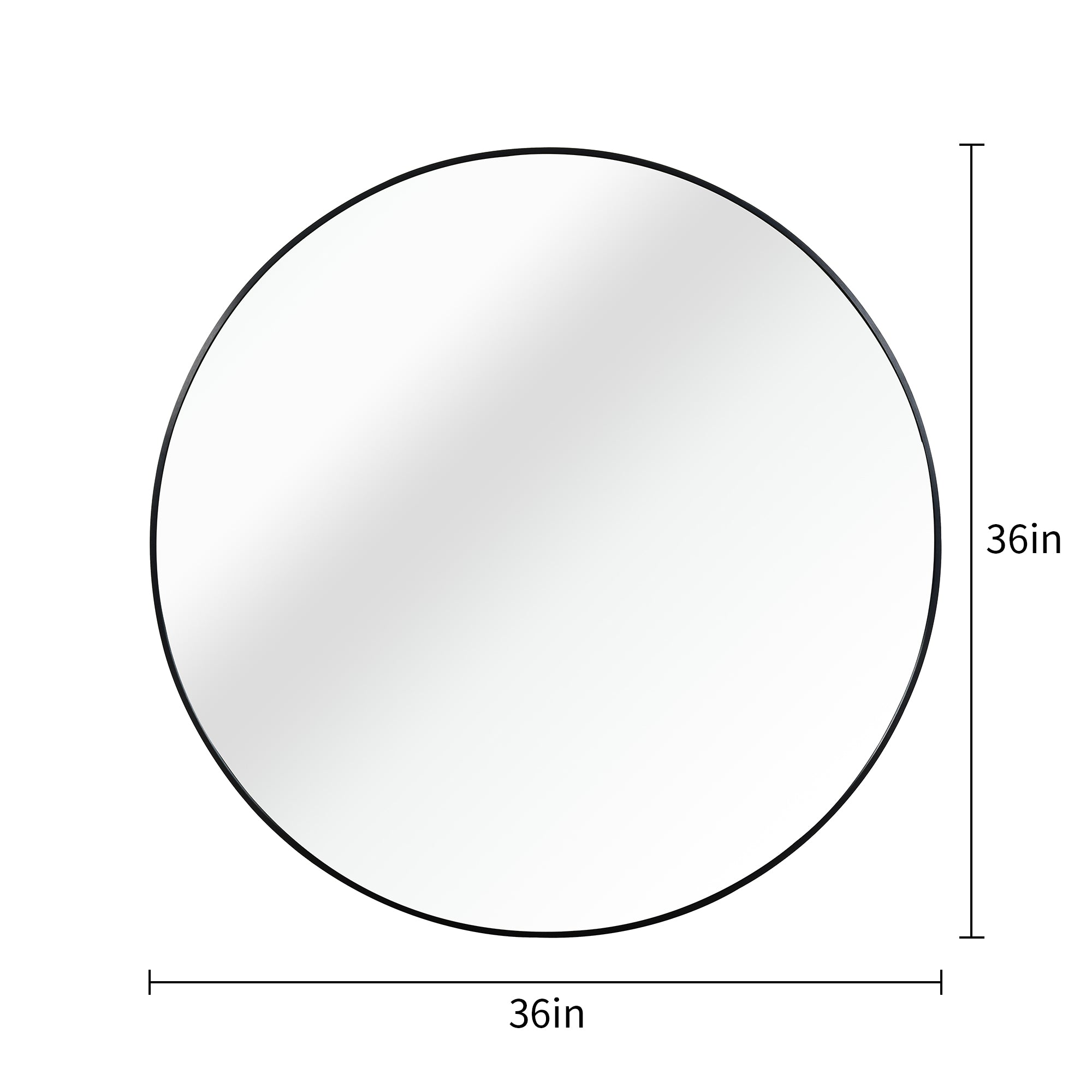 36" Round Wall Mirror with Black Aluminum Frame