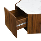 32" Hexagonal Coffee Table with Hidden Storage Drawers