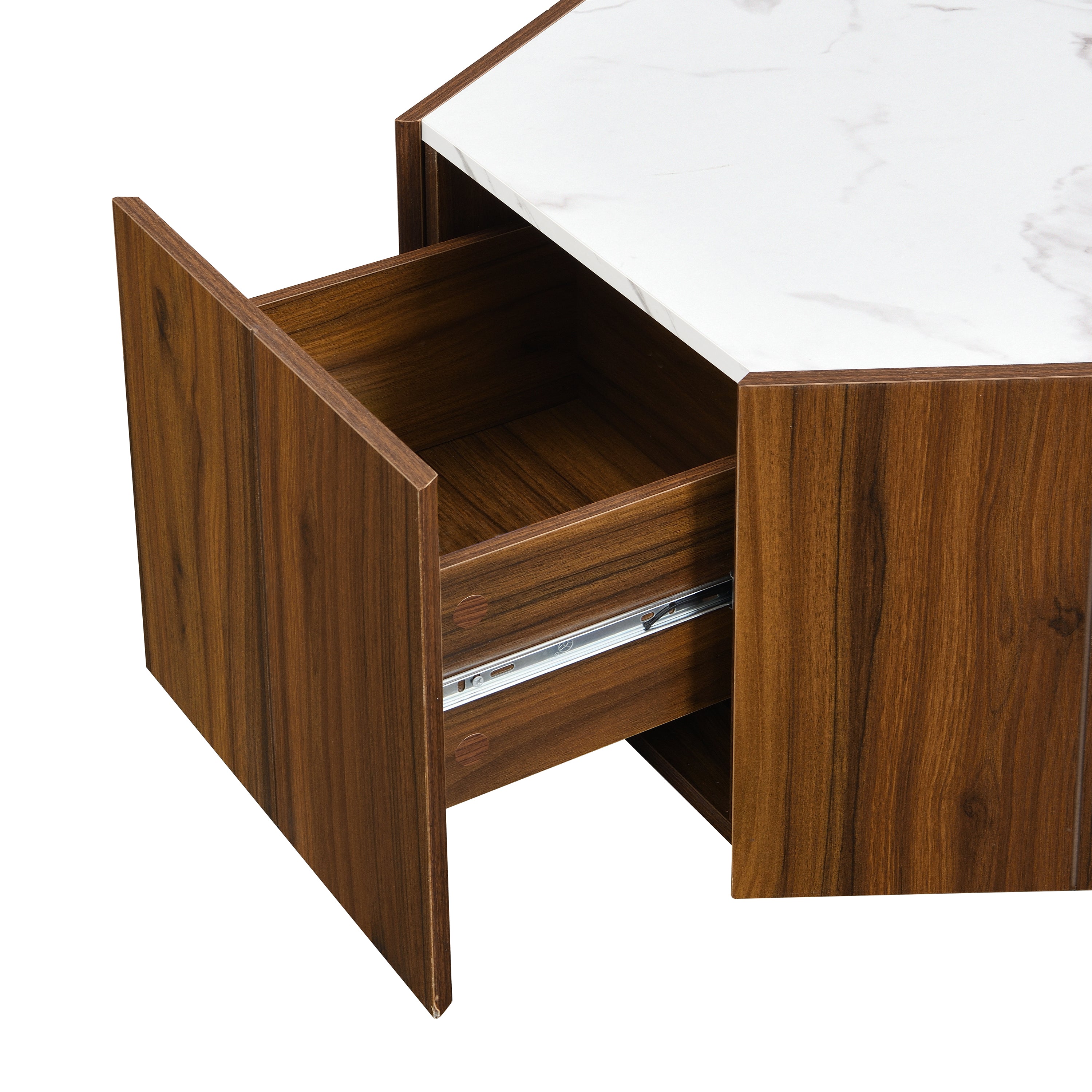 32" Hexagonal Coffee Table with Hidden Storage Drawers