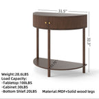 31" Demi-Lune Console Table with Wave-Pattern Drawers