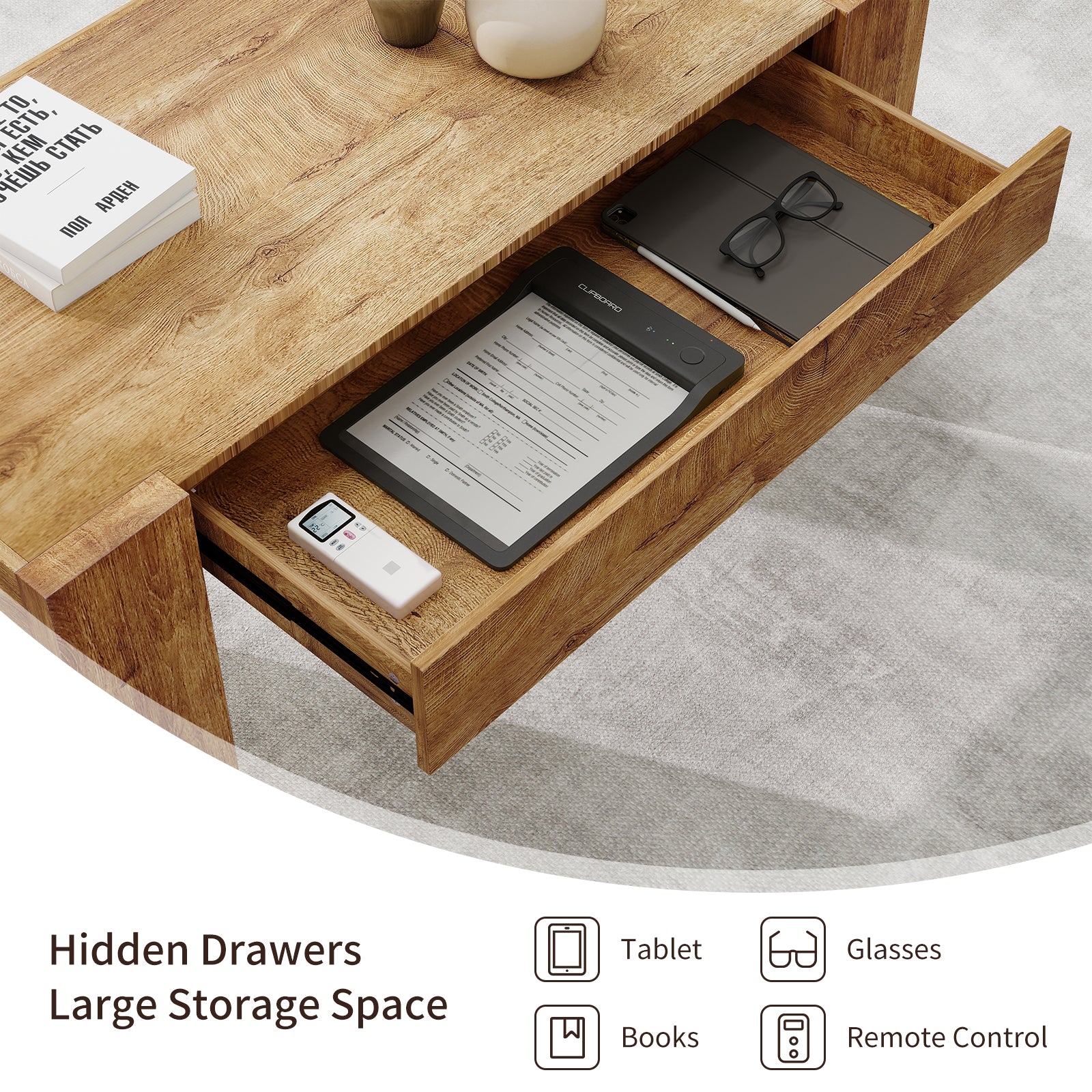 48" Farmhouse Coffee Table with Hidden Storage Drawer