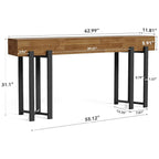 63" Industrial Console Table with Metal Frame