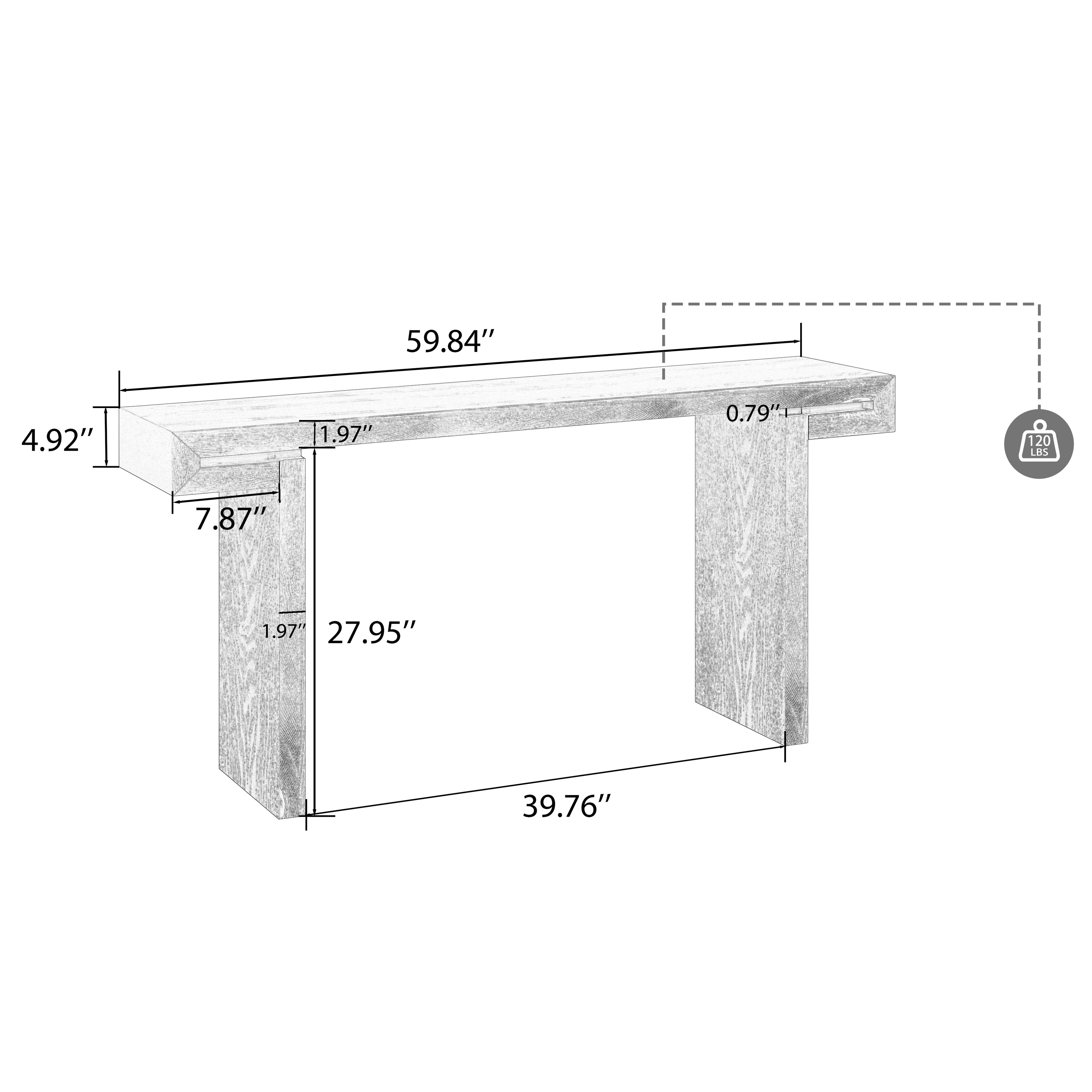 60" Rustic Farmhouse Console Table with Distressed Wood Finish