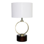 21" Mid-Century Metal Table Lamp with Wood Base