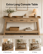 70.9" Farmhouse Console Table with 3 Drawers