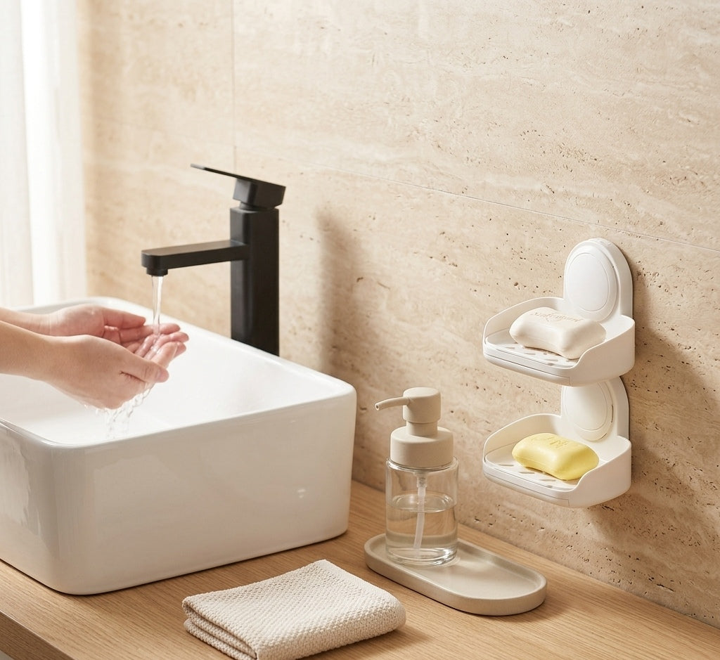 Dual-Tier Suction Soap Holder