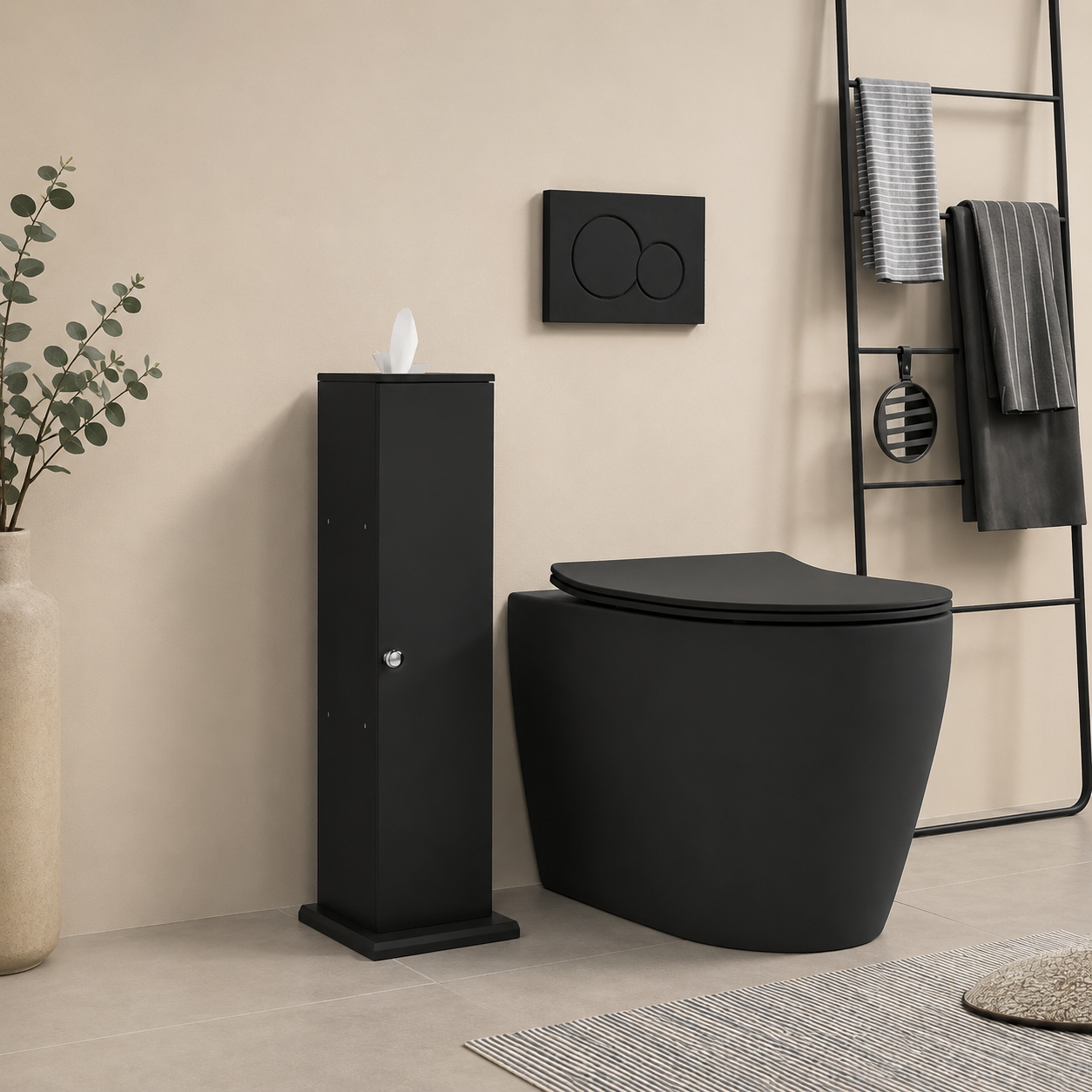 Slim 3-Tier Bathroom Storage Tower - Charcoal Black