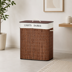 Double Bamboo Laundry Hamper with Divided Liner