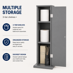 Slim 3-Tier Bathroom Storage Tower - Slate Grey