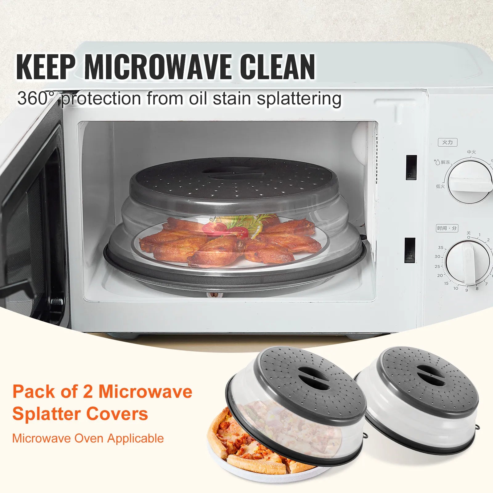 Pack of 2 Collapsible Microwave Splatter Covers
