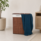 Double Bamboo Laundry Hamper with Divided Liner