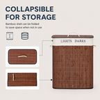 Double Bamboo Laundry Hamper with Divided Liner