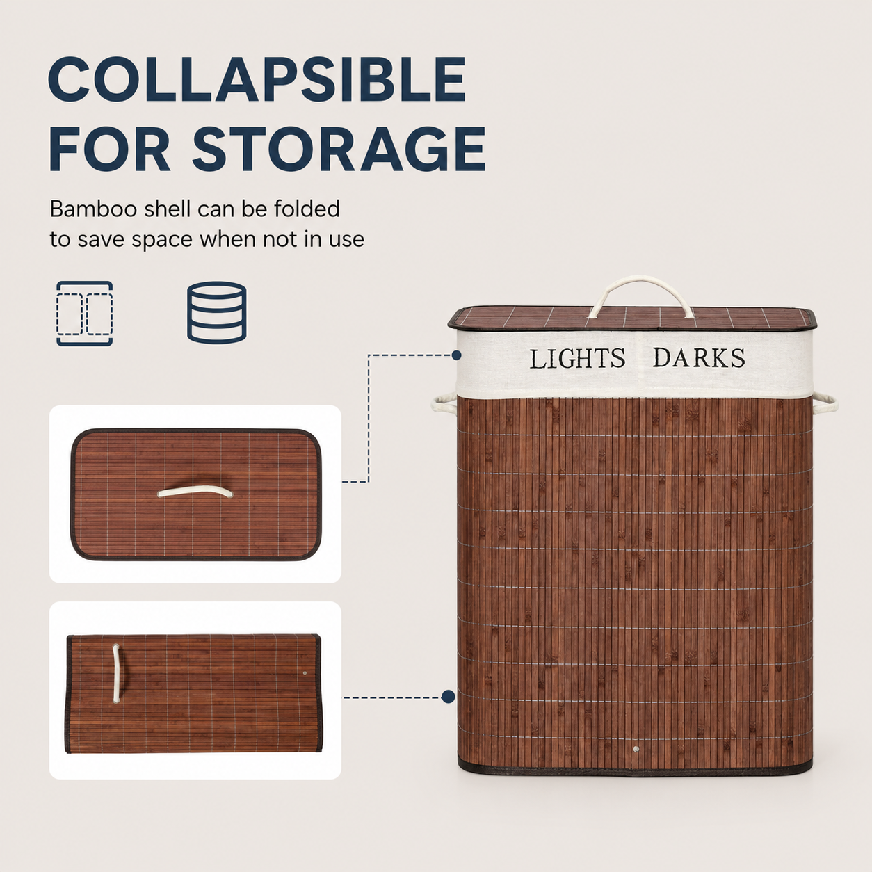 Double Bamboo Laundry Hamper with Divided Liner