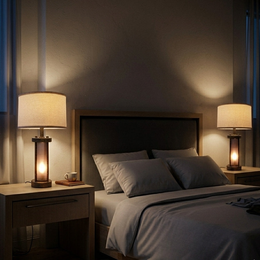 Industrial Dual-Glow Accent Table Lamps (Set of 2)