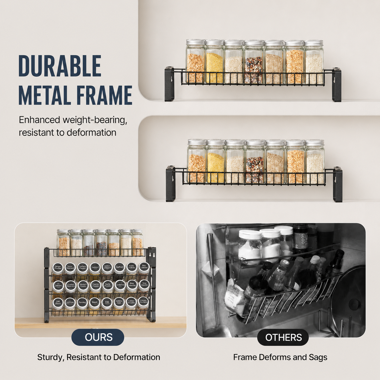 Stackable Spice Rack Organizer for Cabinet & Countertop