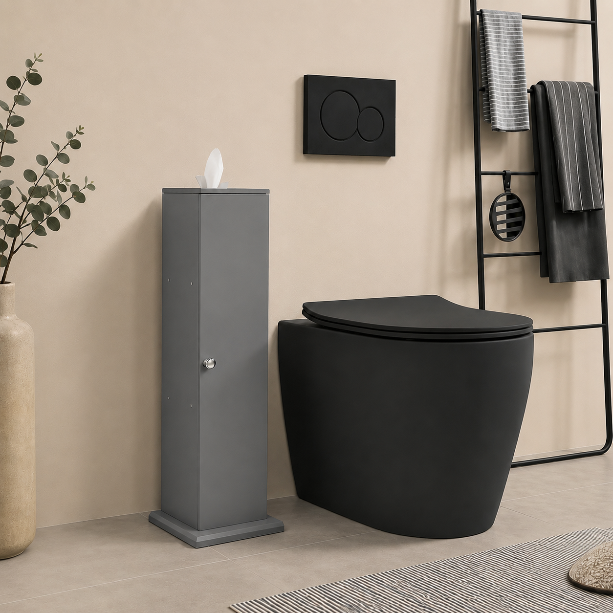 Slim 3-Tier Bathroom Storage Tower - Slate Grey