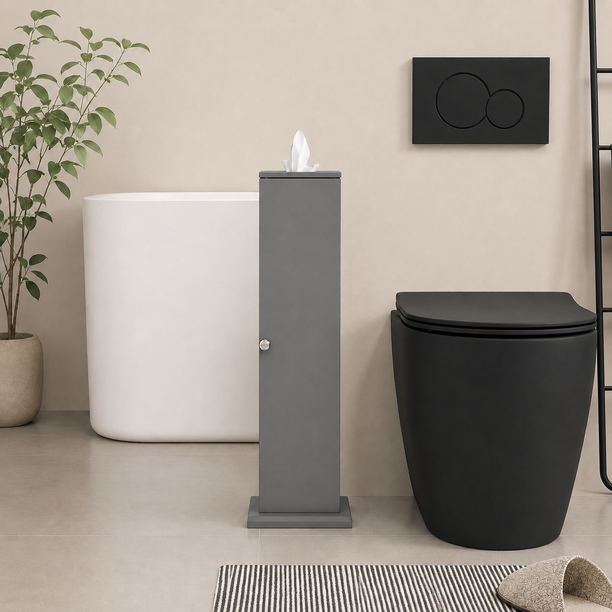 Slim 3-Tier Bathroom Storage Tower - Slate Grey
